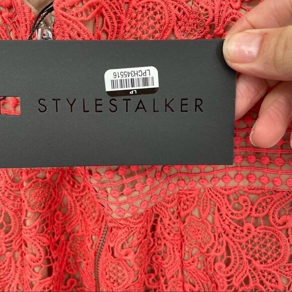 NWT Stylestalker Amelie Crochet Overlay Mini Dress in Melon Xsmall - Picture 8 of 12